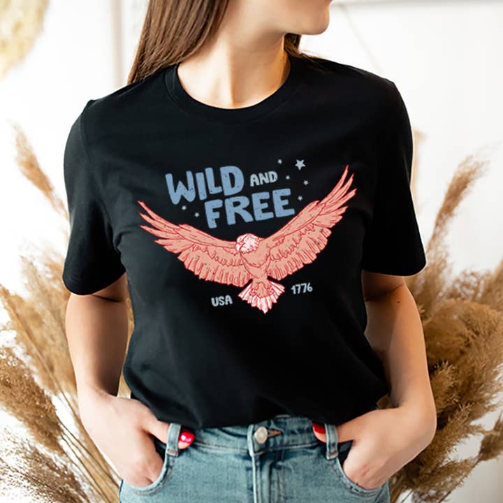 LaLaSista - Wholesale Screen Printed T-Shirt - Women's - WILD AND FREE GRAPHIC T SHIRT