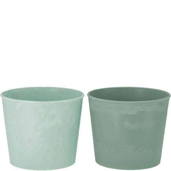 Vosteen - Wholesale Plant Pot - Plastic bucket style in green and light green, D15.5cm, H13cm0