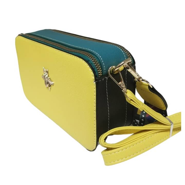 Superbia - Wholesale Crossbody bag – Women's - Double Zipper 2 Straps Multi Colour Bee Camera Bag 22096