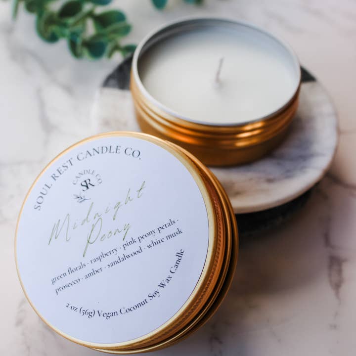 Soul Rest Candle Co. - Wholesale Travel Candles - Travel Tins 2oz Coconut Soy Wax5
