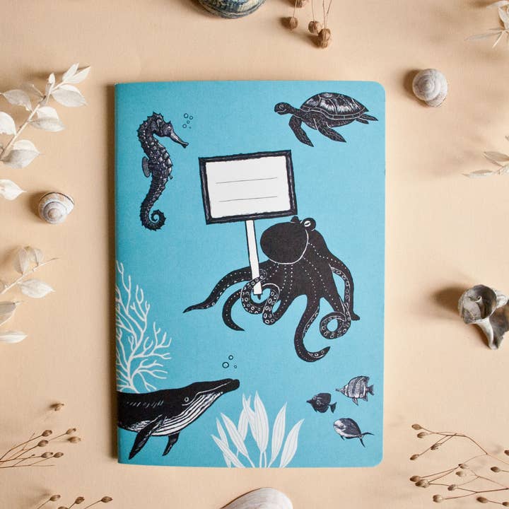 Notebook DIN A5 format with sea animals for wholesale by Katja Rub