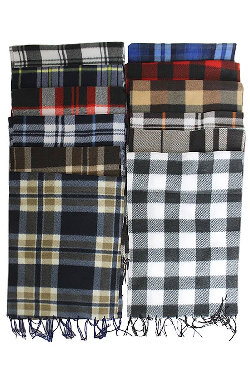 ASSORTITI Sciarpa avvolgente oblunga con bordo a frange in morbido pile scozzese in vendita all'ingrosso su Faire1