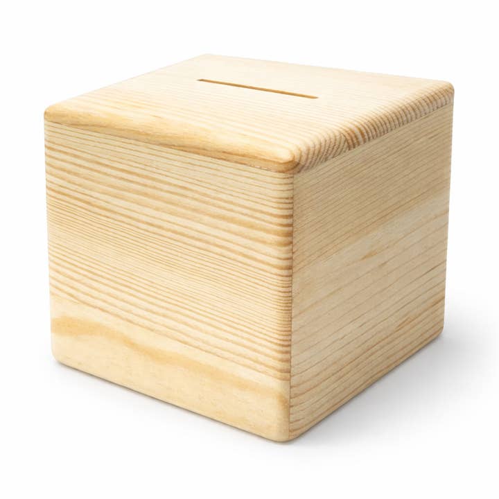 Hucha de madera en forma de cubo para venta al por mayor de B&W Werbeartikel GmbH - B&W