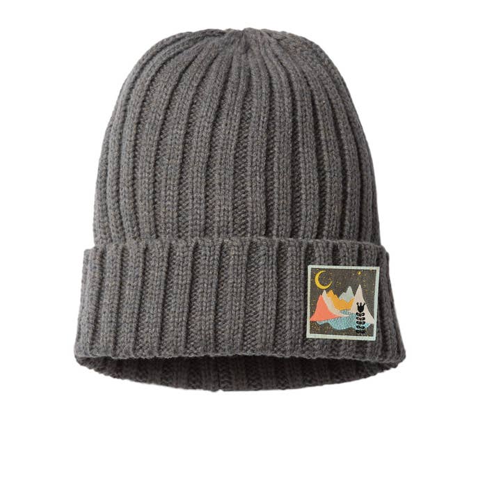 Knit Beanie-Fisherman Hat- Mountain Moon Flower Patch for wholesale by Spruce Seed