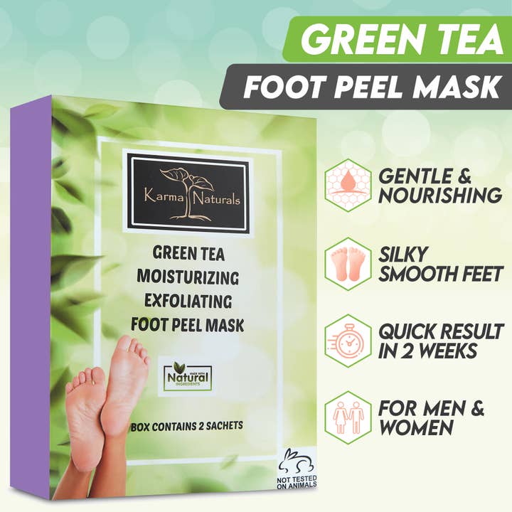 Karma Organic spa – wholesale Fotmask – Foot Peel Mask 2 Pack —Grönt te Fotmask skal 100% ekologisk3