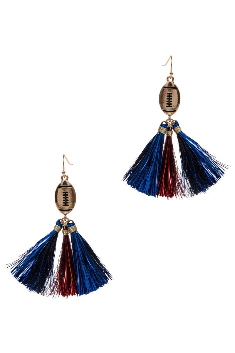 Designature New York - Wholesale Tassel Earrings - Game Day Football Shaped Tassel Hook Earrings9