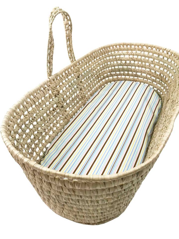 Drap-housse sur mesure en coton Ă rayures multicolores pour la vente par Wendy Anne