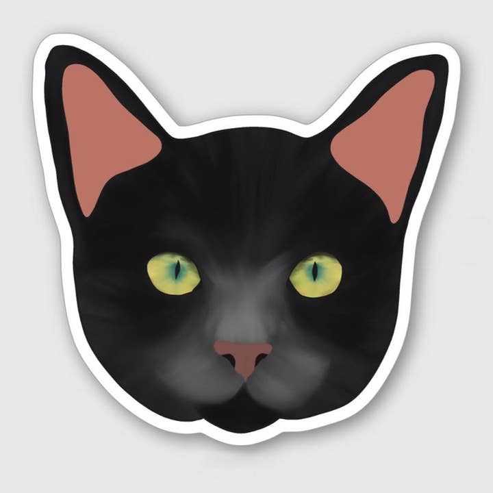 Black Cat Waterproof/Weatherproof Sticker for wholesale by Amanda Dolce Designs