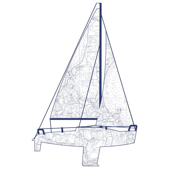 Nautical/Block Island Vintage Yacht I Weißes Kissen für den Großhandel von Ox Bow Decor