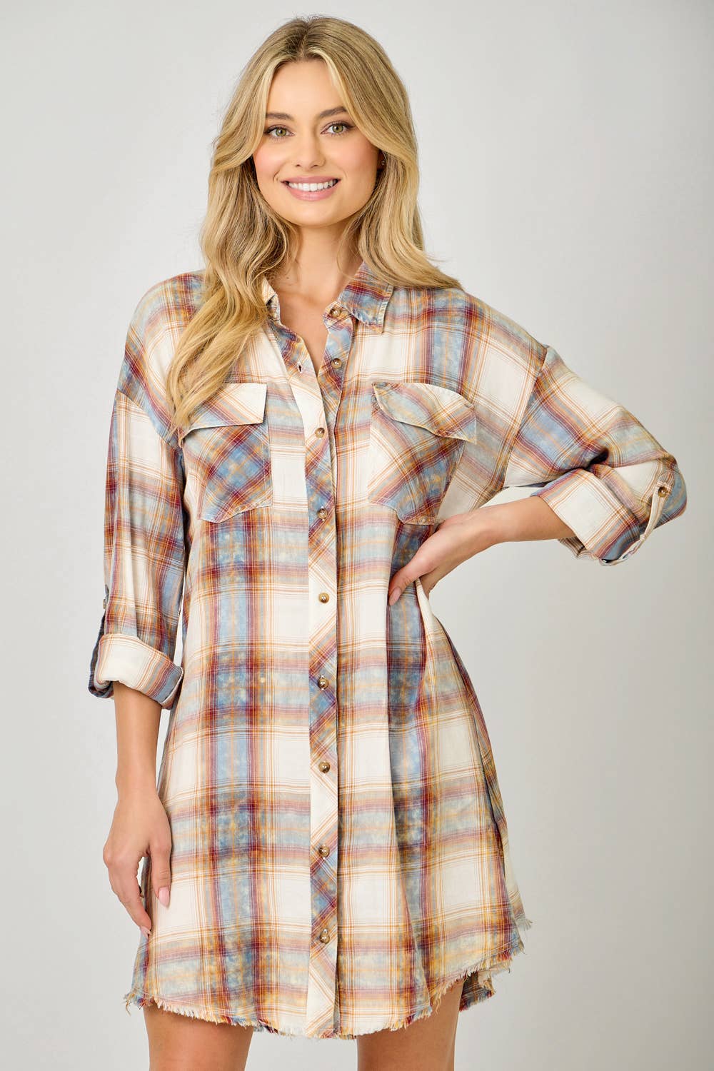 Mystree - Wholesale Dress - Women's - 61161 Washed Plaid Shirt Dress16