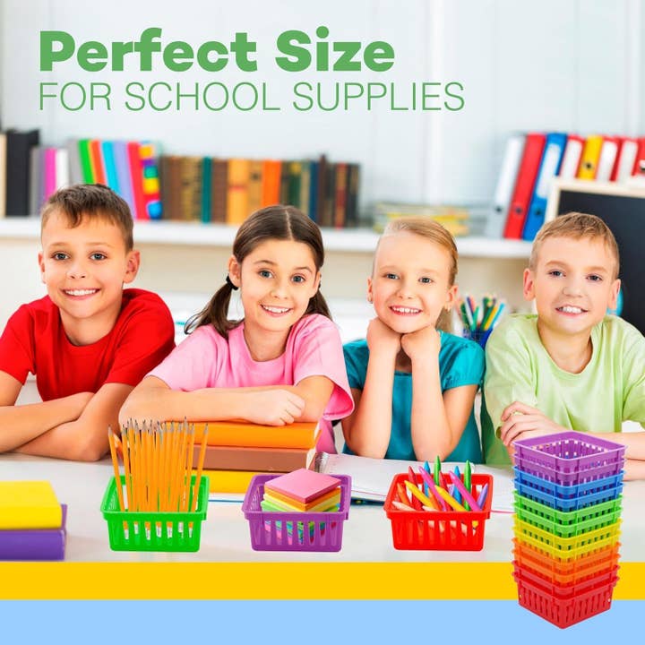 4E's Novelty - Wholesale Storage Bin - Square Classroom Baskets for Classroom Storage - 12 pcs2