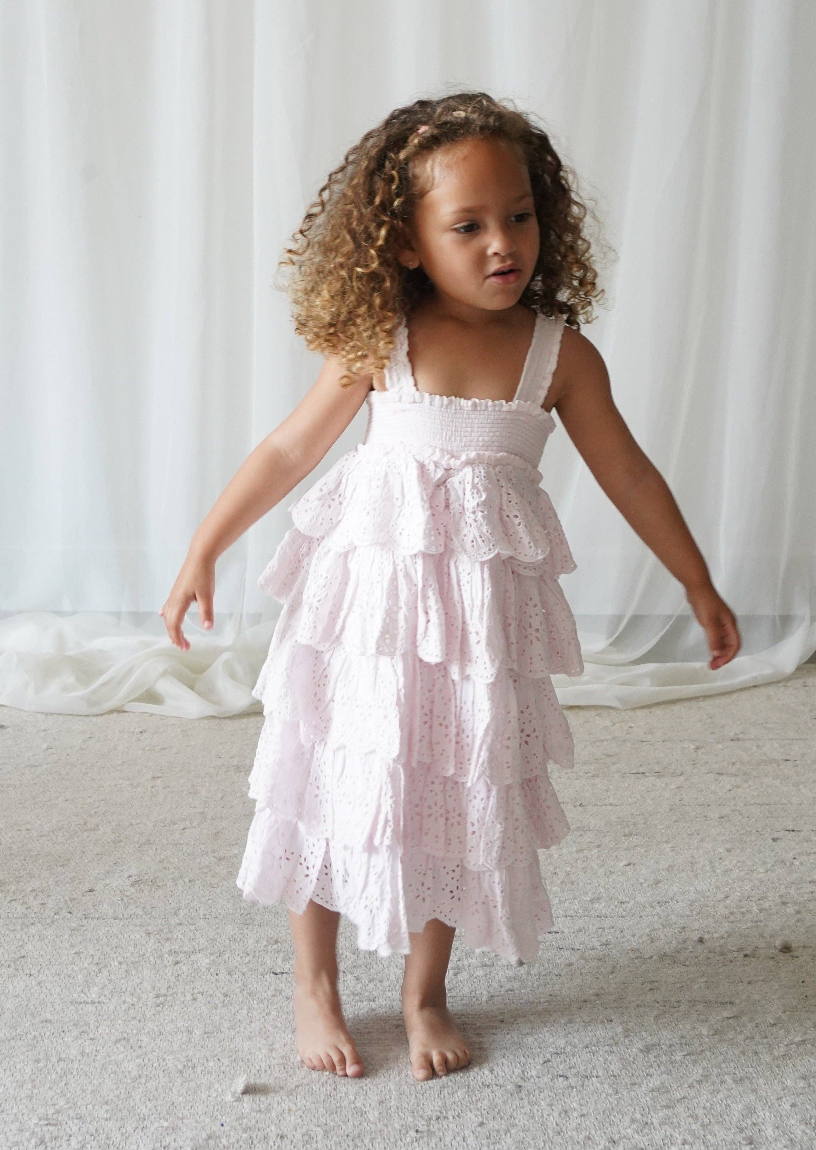 Lepela - Wholesale Dress - Kids - Amélie | Muslin Cotton Anglaise Dress | Seashell1
