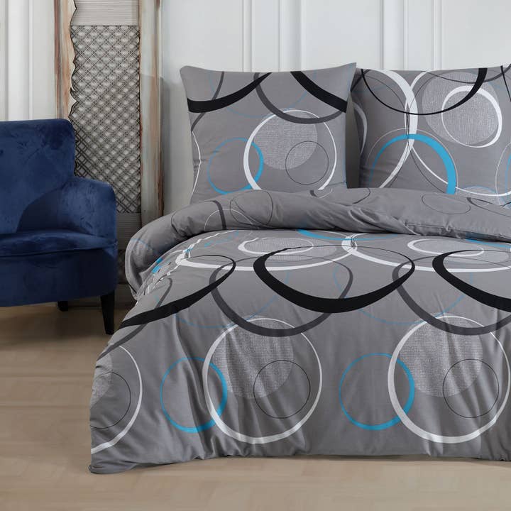 Renforcé påslakan "Wave-Grey", 100% bomull, dragkedja, 80x80 cm örngott för wholesale av Buymax