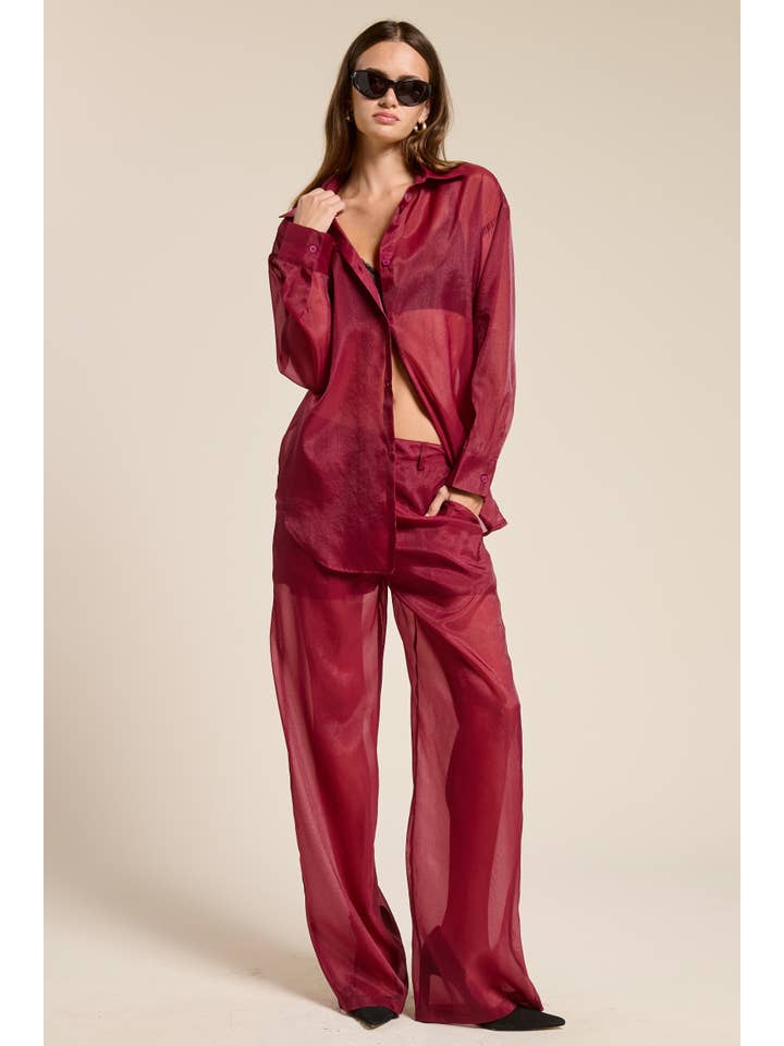 Mimosa - Wholesale Pants - Women's - Straight Leg Sheer Organza Pants with Lined Shorts1