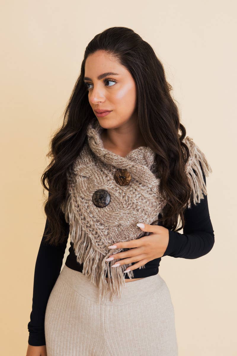 Leto Accessories - Wholesale Poncho - Women's - Heathered Shoulder Warmer With Coco Buttons7