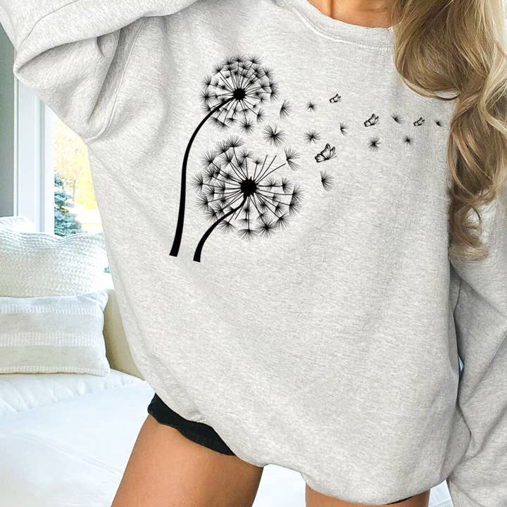 Dandelion In The Wind - Boho Nature Outdoors Sweatshirt for wholesale by House Of Rodan