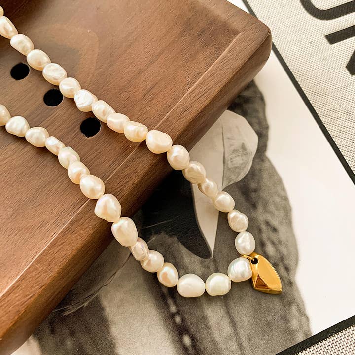 Marseille 18K Gold Non-Tarnish Classic Pearl Necklace for wholesale on Faire0