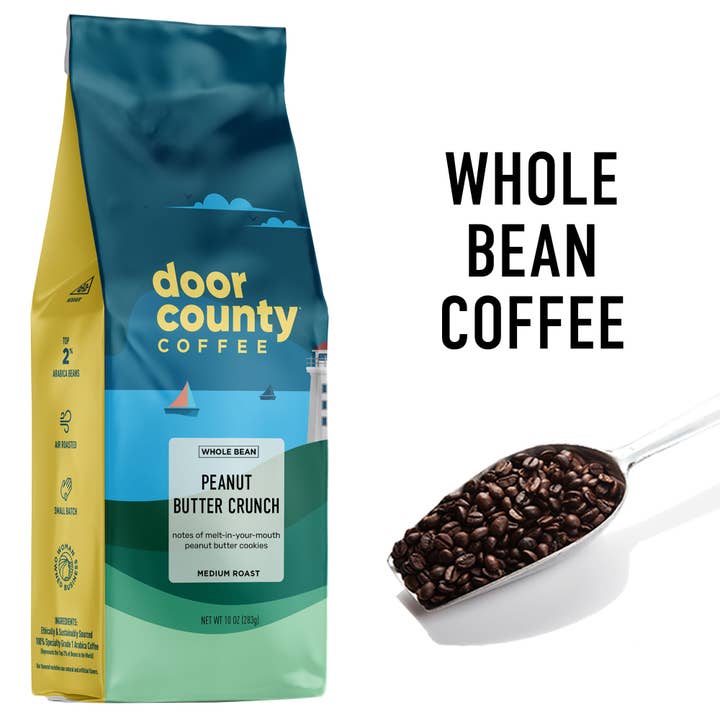10 oz jordnötssmör Crunch smaksatt kaffe HELA BÖNAN för wholesale av Door County Coffee