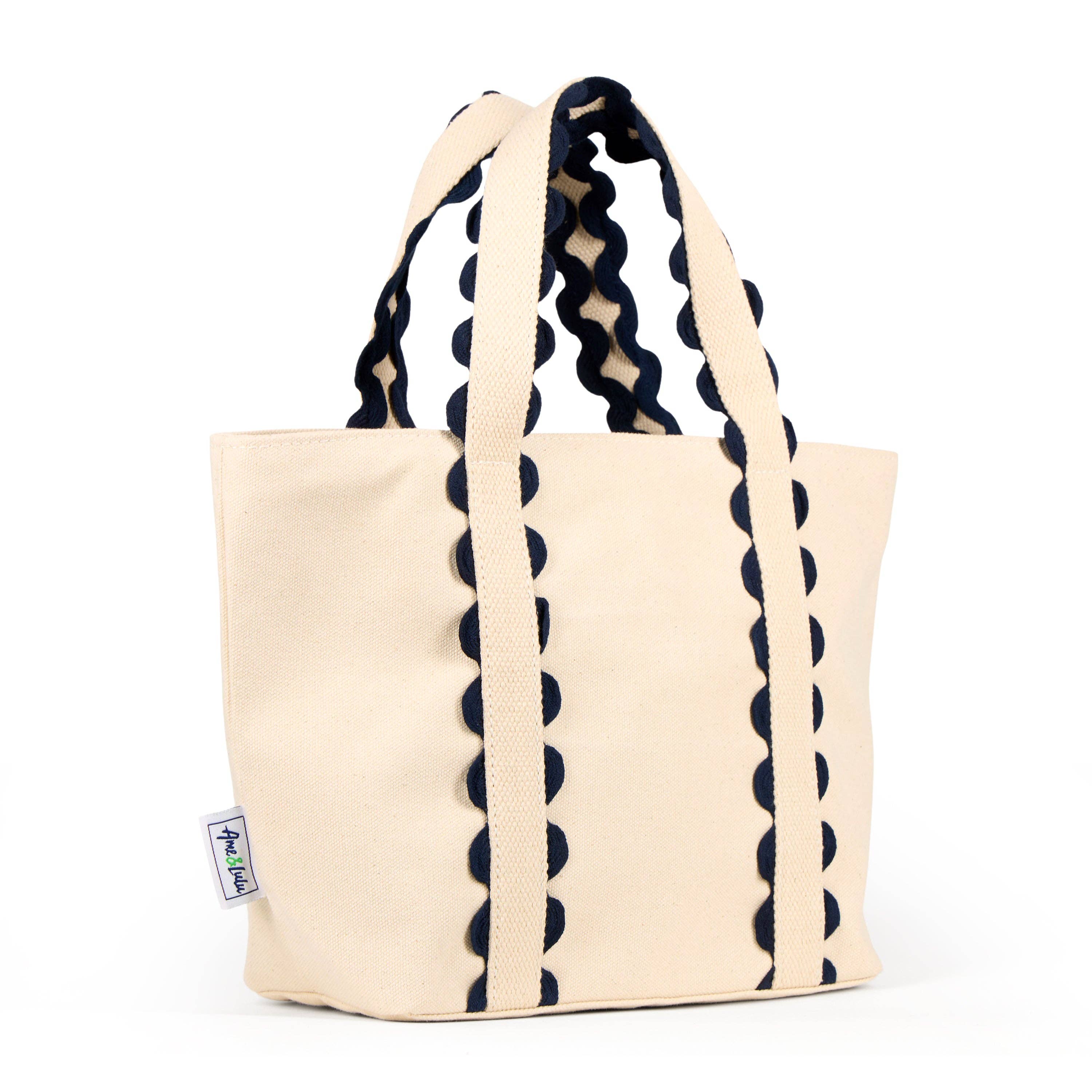 Navy Natural Mini Nantucket Tote for wholesale on Faire1