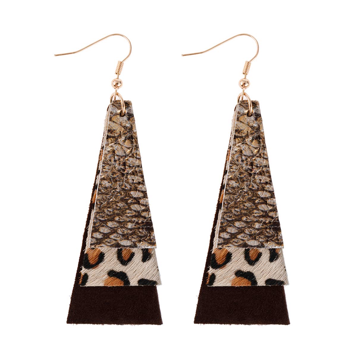 MYS Wholesale Inc - Wholesale Dangle Earrings - Animal Print Layered Leather Trapezoid Hook Earrings11