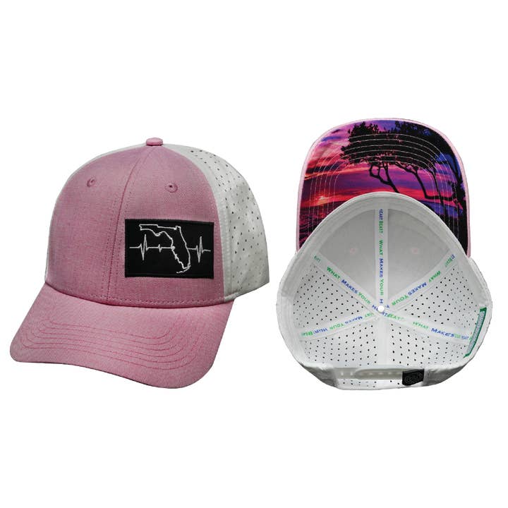 Florida Hat | Low Profile | Ponytail | Pink - White for wholesale by The Heartbeat Brand