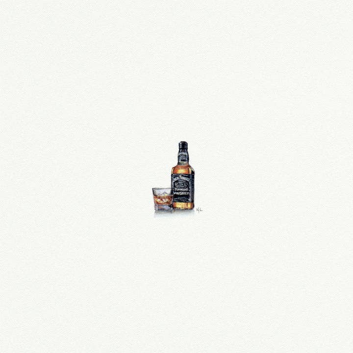 Karen Libecap Tiny Paintings - Wholesale Art Print - Jack Daniels Miniature Watercolor Painting - Print