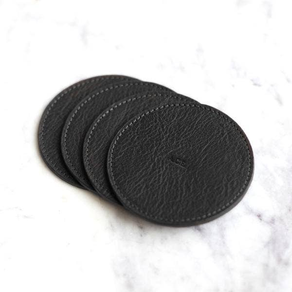 Northwind – wholesale Underlägg – Glasunderlägg Set - Full Grain läder - uppsättning av 4 - USA tillverkade0