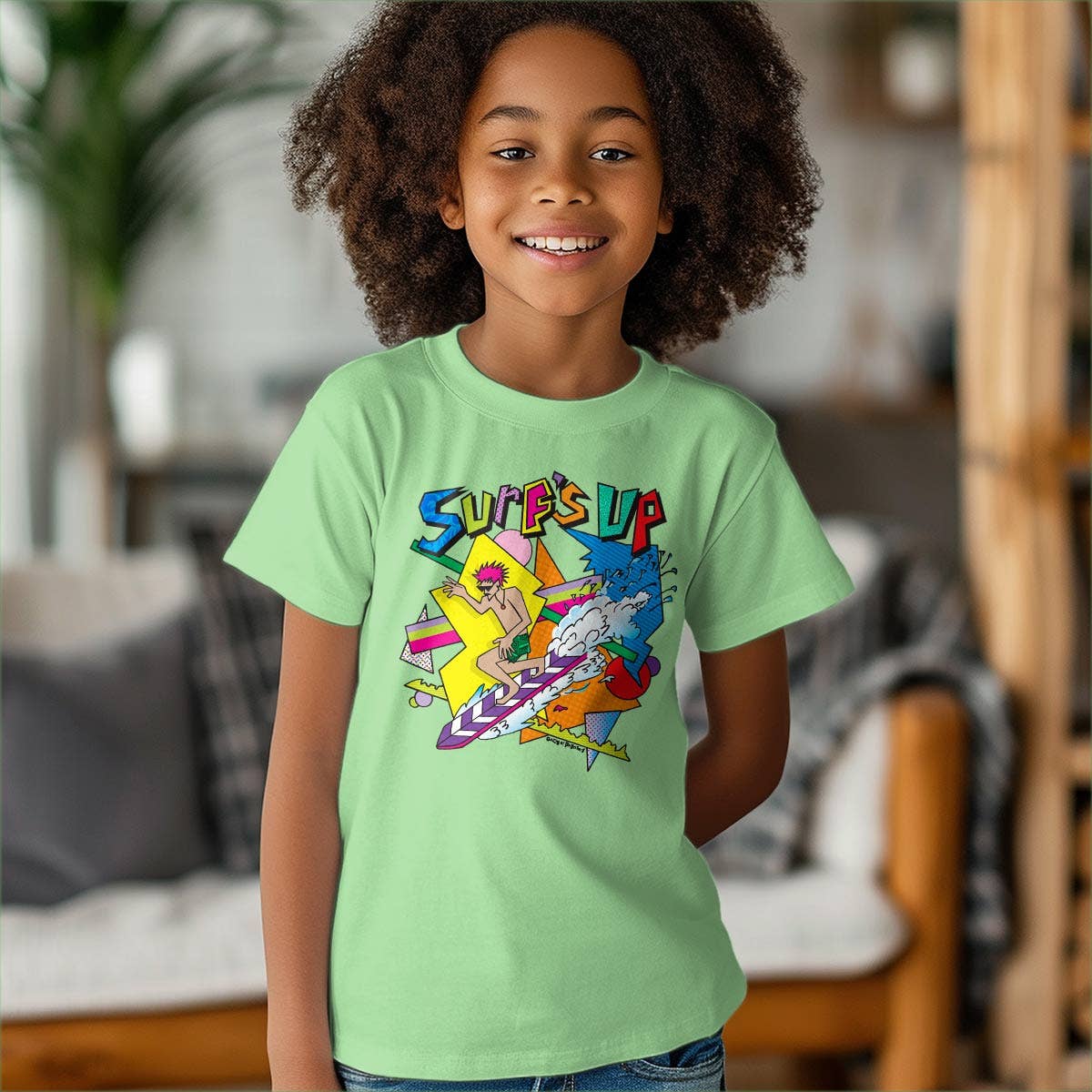 RetroPlanet - Vente T-shirt sérigraphié – enfant - T-shirt Surfs Up 80's Style Design en coton unisexe pour jeunes10