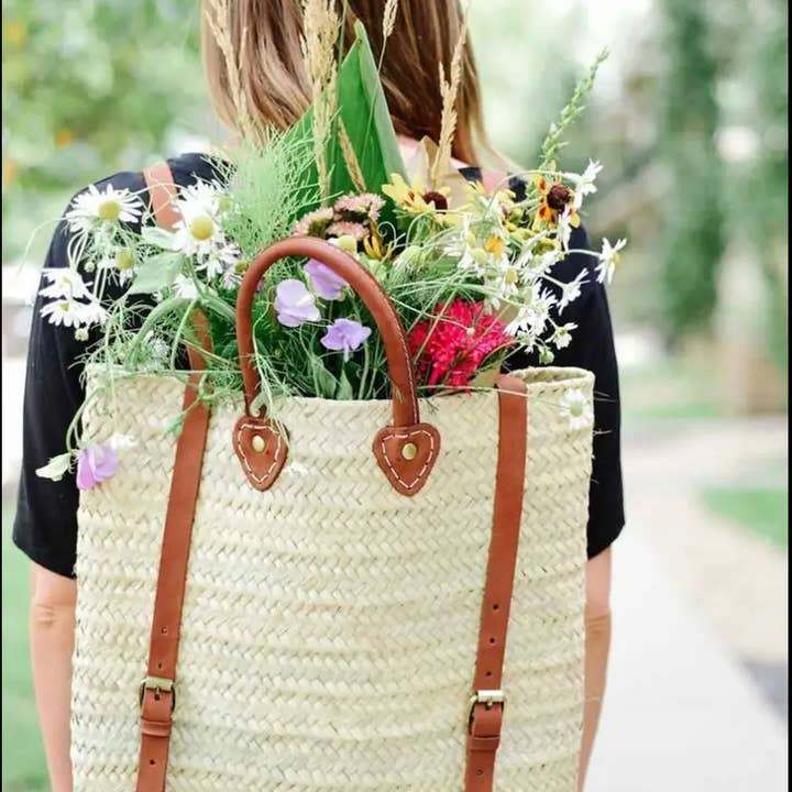 Melecraft - Wholesale Backpack - Women's - Straw Backpack - Straw Beach Bag with Leather Strap