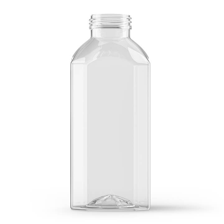OH YES PLASTICS - Wholesale Milk/Juice Bottle - 12 oz Clear PET Square Juice Bottle 38mm Neck NY