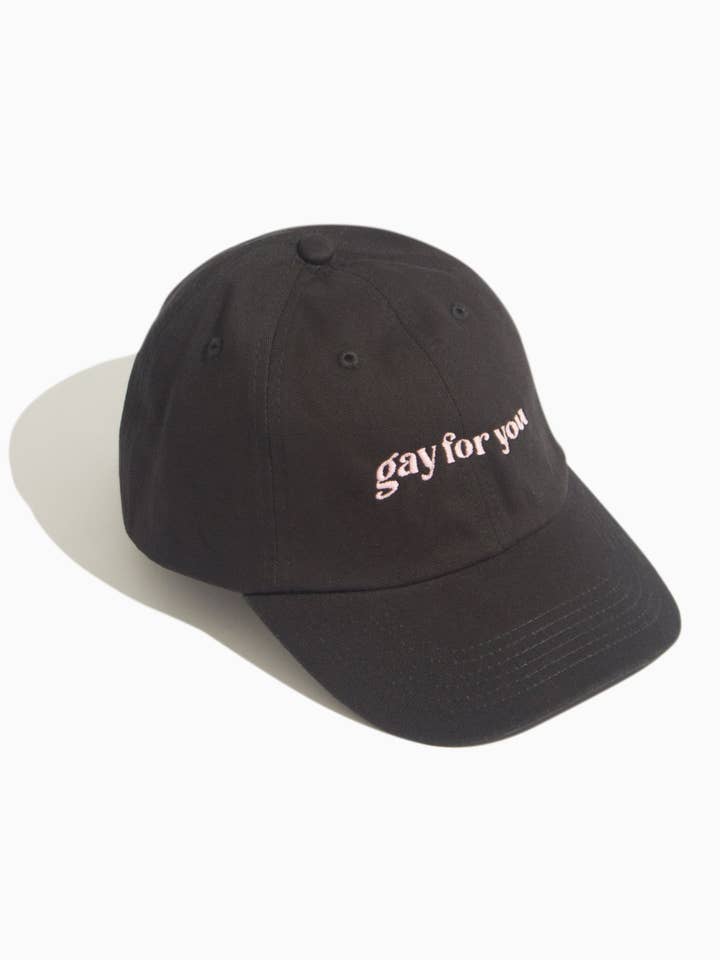 Gay For You Embroidered Black Baseball Hat for wholesale by Qweer