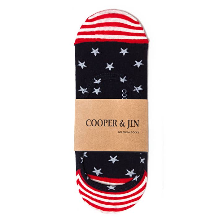 No Show Socks for Men - Brooklyn Star &Stripe Style for wholesale by Cooper & Jin