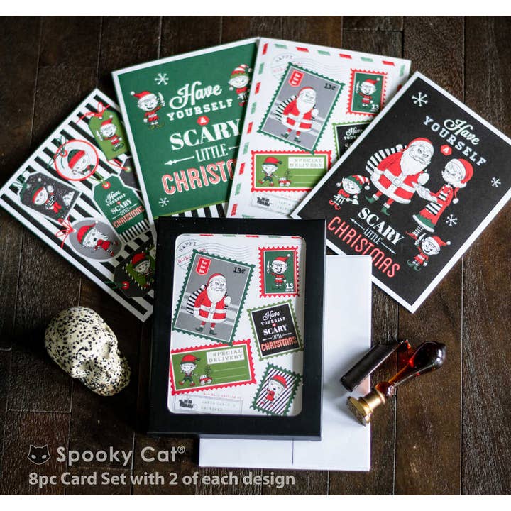 Spooky Cat Press - Wholesale Christmas Card - Naughty Elves Christmas Card Set (8pc)