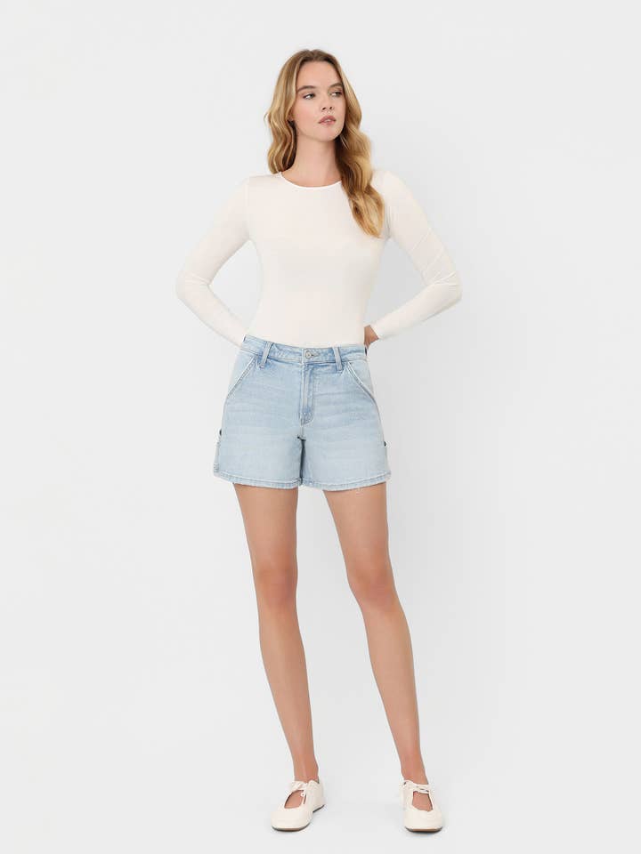 HIGH RISE LIGHT WASH CARPENTER SHORTS LV2295 for wholesale by Lovervet by VERVET