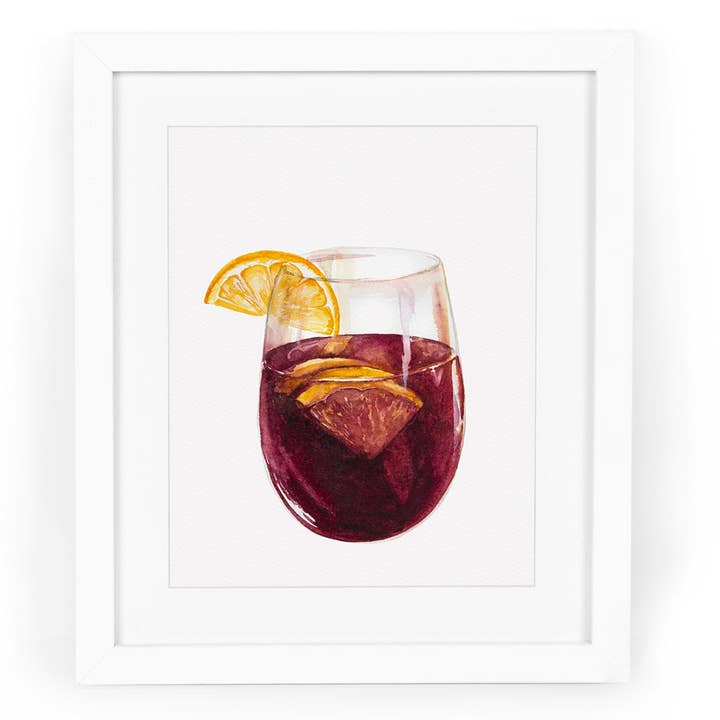 Red Sangria Watercolor Fine Art Giclee Print for wholesale by CharmCat