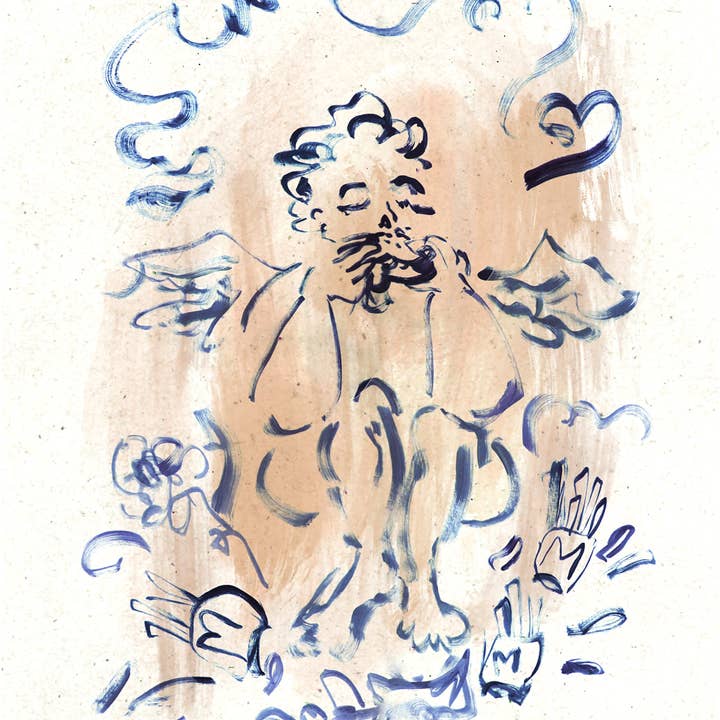 Mairead Haldorsson, 'Cherubs Takeaway' for wholesale by Domenica Marland