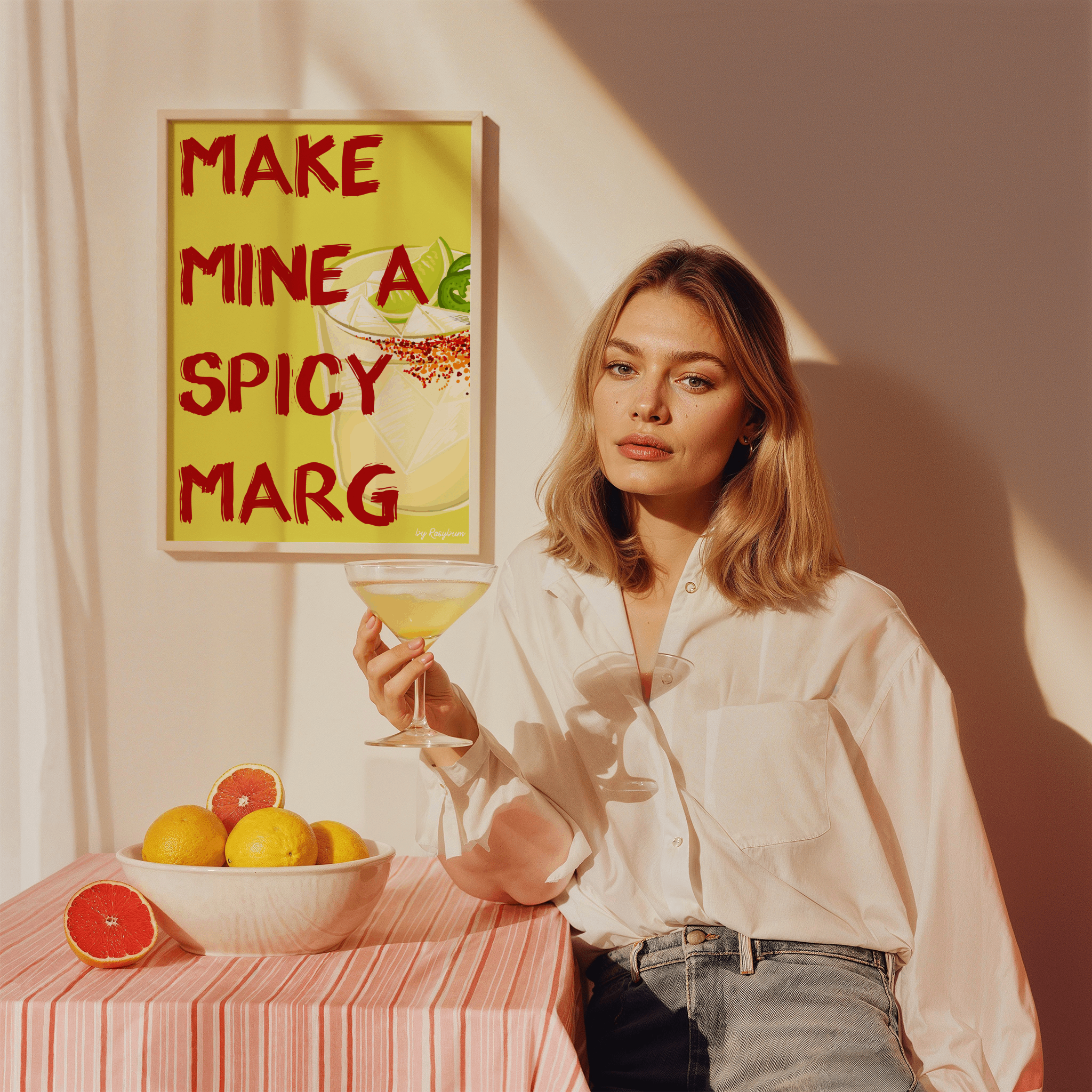 by Rosybum - Wholesale Art Print - Make Mine A Spicy Marg - Spicy Margarita Cocktail Wall Art8