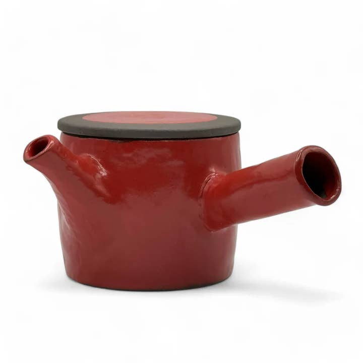Isshin Clay Red Tokoname-yaki Kyusu - Japanese Teapot for wholesale by Inoue Tea