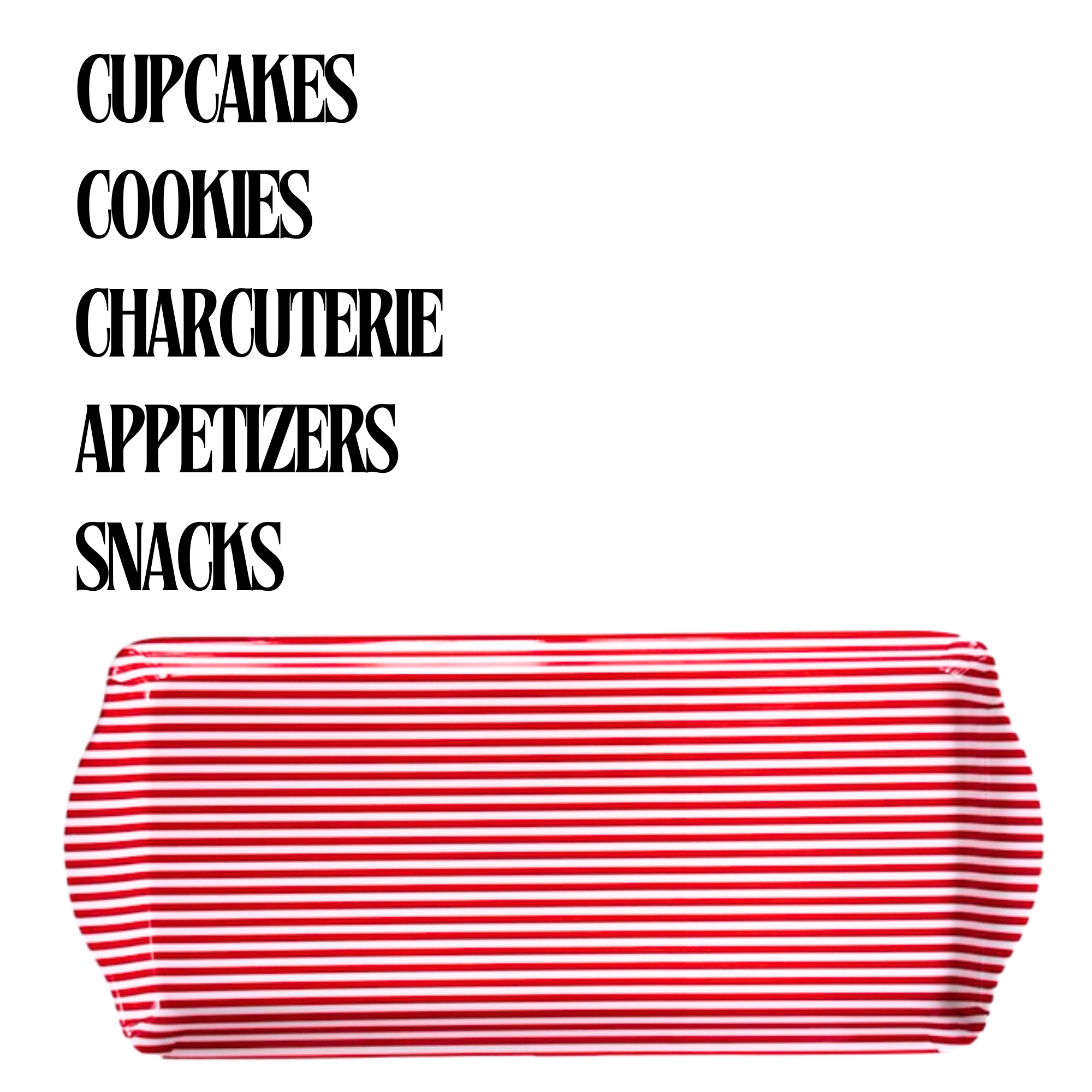 Sprinkles & Confetti Party Supplies - Wholesale Serving Tray - Red Stripe Melamine Multi Purpose Party Tray for Appetizers & Desserts10