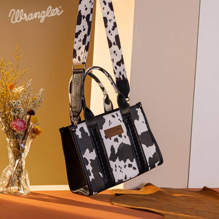 South End Clothing and Apparel L.L.C - Wholesale Tote Bag - Women's - Wrangler Cow Print Tote/Crossbody