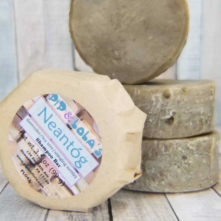 Pip & Lola's Everything Homemade - Wholesale Shampoo Puck/Solid Shampoo - Neantog - Stinging Nettle Lavender and Tea Tree Shampoo Bar