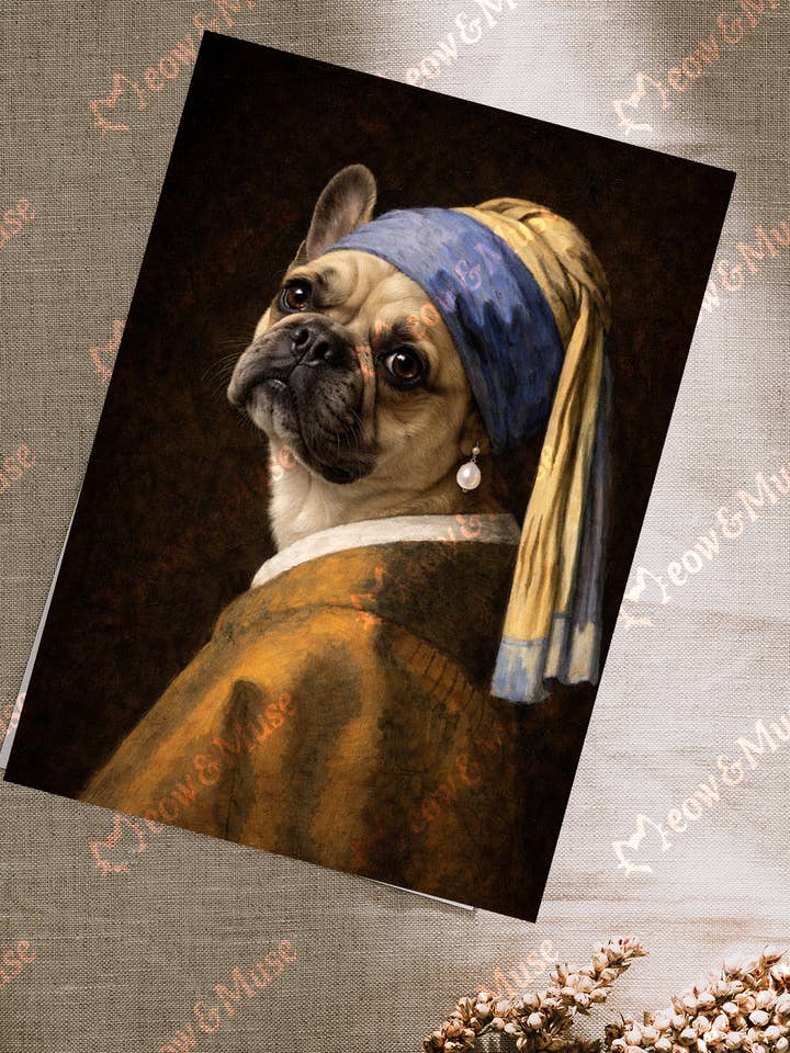 Tarjeta postal 'El Caballero de Perlas' para venta al por mayor de Meow & Muse