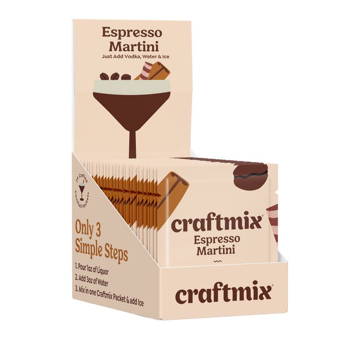 Craftmix - Wholesale Cocktail Mix/Syrup - Espresso Martini Cocktail / Mocktail Mixer - 24ct Caddy8
