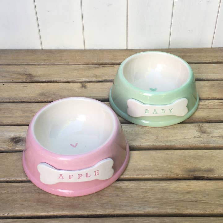 Lords and Labradors – wholesale Pet bowl – Cat/dog – Personalised Pastel Dog Bowl by Purple Glaze - Angled1