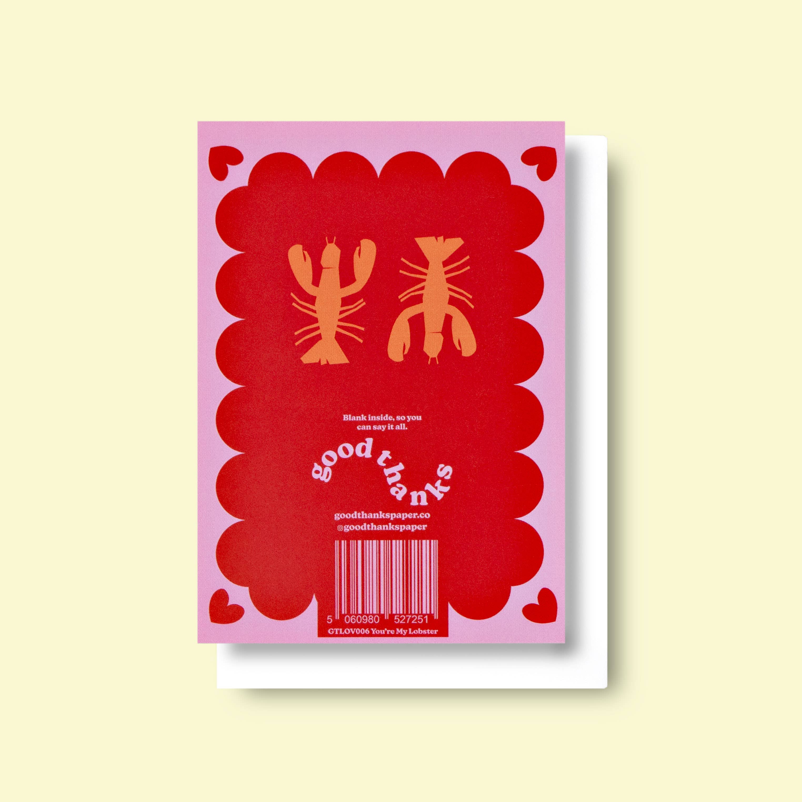 Good Thanks Paper - Wholesale Love Card - You're My Lobster Love Card1