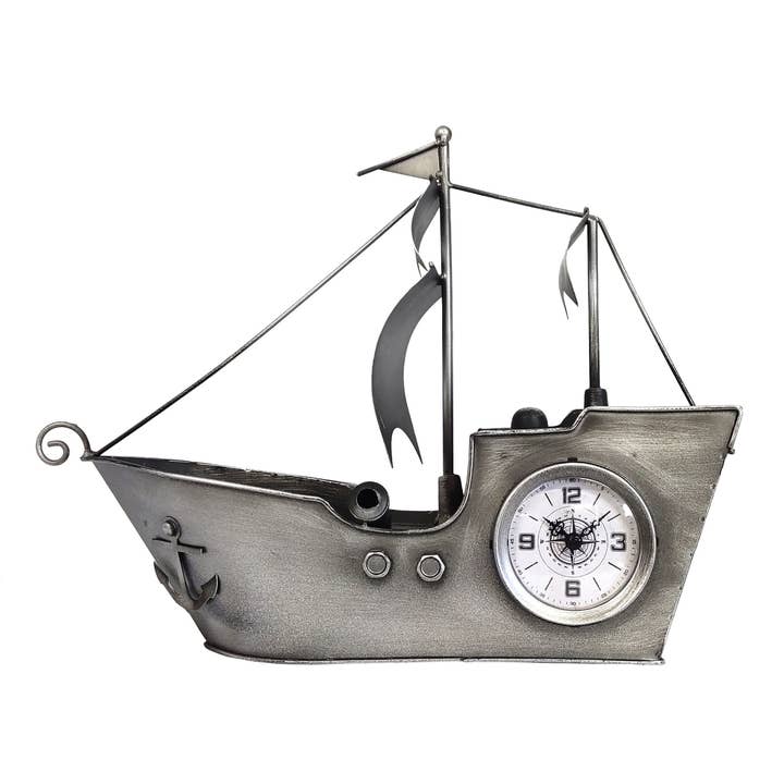 Sailing Ship Metal Table Clock for wholesale by Peterson Houseware & Artwares US