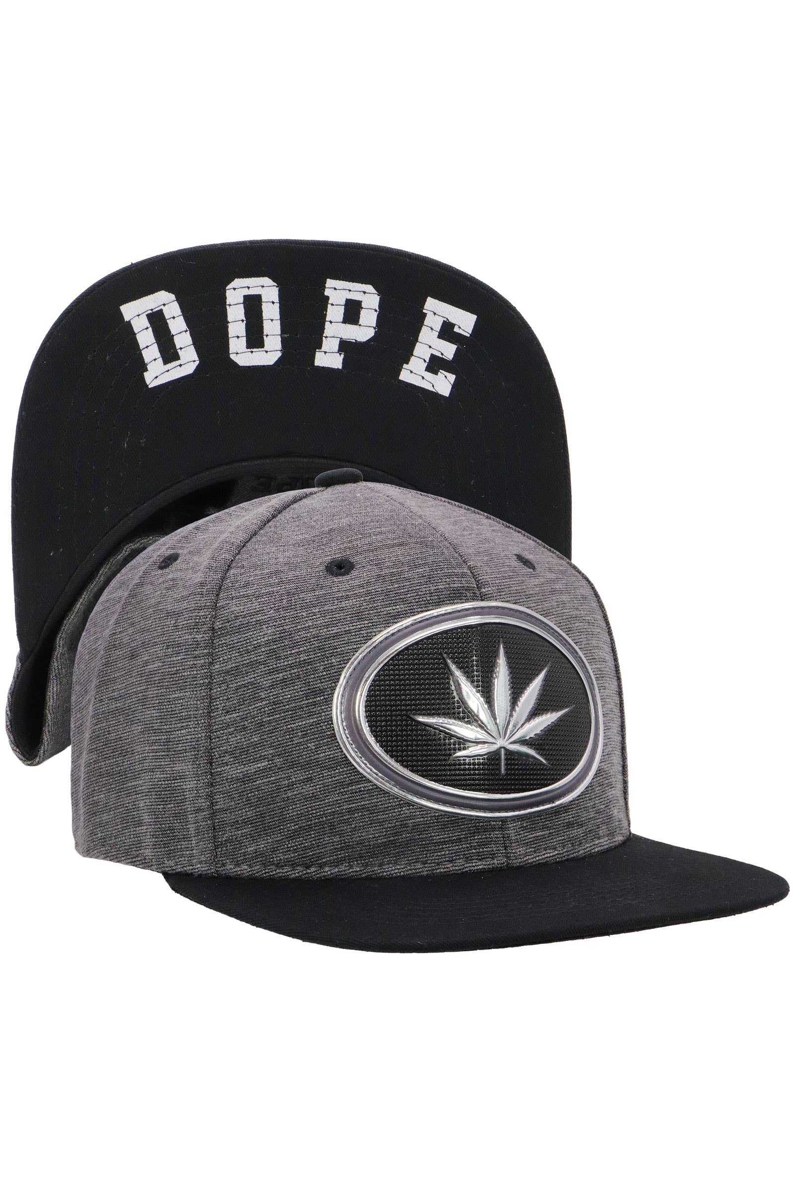 Cap Zone - Wholesale Flat Brim Cap - Unisex - Marijuana Chrome Logo Tweed Flat Brim Cap8