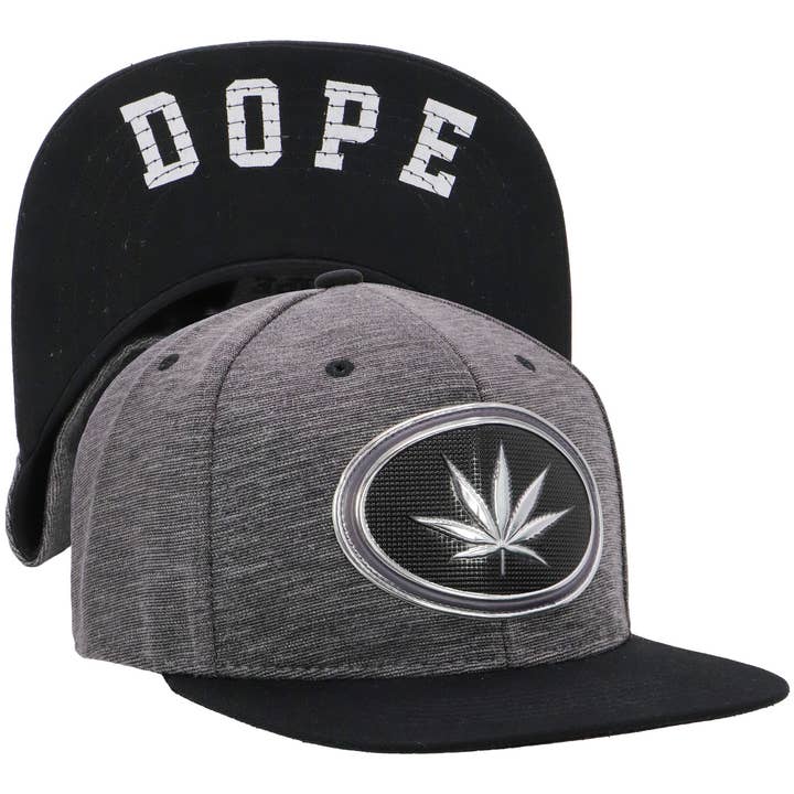 Cap Zone - Wholesale Flat Brim Cap - Unisex - Marijuana Chrome Logo Tweed Flat Brim Cap8