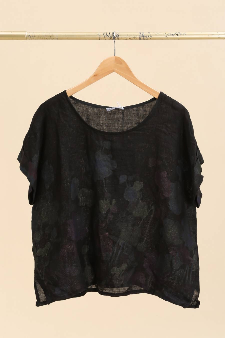 la maison des fibres naturelles – wholesale T-shirt – women's – Round neck printed linen T-shirt 23310 100% LINEN1