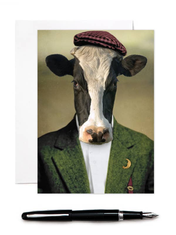 Farmer Duke - Cow Greeting Card for wholesale by The Lonely Pixel